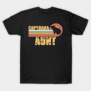 Vintage Retro Sunset Capybara Aunt T-Shirt